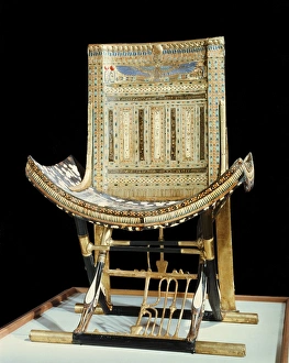 Gold Plated Prints: The ecclesiastical throne, from the tomb of the pharaoh Tutankhamun