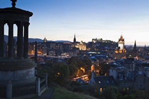 Columns Prints: Edinburgh cityscape at dusk towards Edinburgh Castle, Edinburgh, Lothian