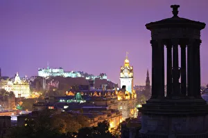 Edinburgh cityscape at dusk looking towards Edinburgh Castle, Edinburgh Edinburgh cityscape at dusk looking towards Edinburgh Castle, Edinburgh