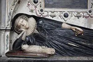 Gloucester Prints: Effigy on tomb of Elizabeth Williams who died in childbirth in 1622, Gloucester Cathedral
