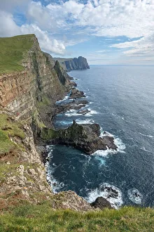 Isolated Prints: Eggjarnar coast in Suouroy island, Faroe Islands, Denmark, North Atlantic, Europe