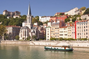 Rhone Alpes Prints: Eglise Saint George and Vieux Lyon on the banks of the River Saone