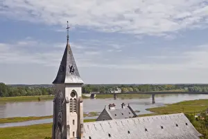 Chaumont Sur Loire Prints: The Eglise Saint Nicolas de Chaumont-sur-Loire with the River Loire behind