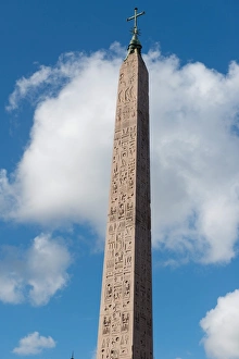 Hieroglyph Prints: The Egyptian obelisk in the middle of Piazza del Popolo, Rome, Lazio, Italy, Europe