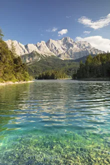 Eibsee Lake and Zugspitze Mountain, near Grainau, Werdenfelser Land range, Upper Bavaria
