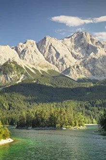 Upper Bavaria Prints: Eibsee Lake and Zugspitze Mountain, near Grainau, Werdenfelser Land range, Upper Bavaria