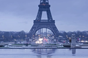 The Eiffel Tower under rain clouds, Paris, France, Europe