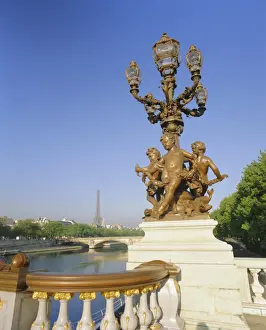 Banister Prints: The Eiffel Tower and River Seine from the Pont Alexandre III (bridge), Paris