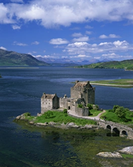 Aerials Prints: Eilean Donan Castle, Highlands, Scotland, United Kingdom, Europe