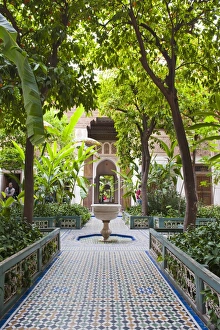 Font Prints: El Bahia Palace courtyard, Marrakech, Morocco, North Africa, Africa