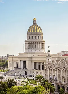 El Capitolio Prints: El Capitolio and Gran Teatro Alicia Alonso, elevated view, Havana, La Habana Province