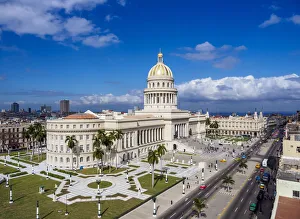 El Capitolio and Paseo del Prado, elevated view, Havana, La Habana Province, Cuba