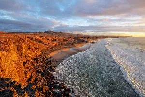 Typically Spanish Prints: El Cotillo coastal scenery at sunset, Fuerteventura, Canary Islands, Spain, Atlantic