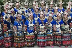 Images Dated 10th November 2008: Elaborate costumes worn at a traditional Miao New Year festival in Xijiang