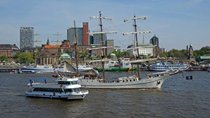 Passenger Prints: Elbe River at Landing Stages, Hamburg, Germany, Europe