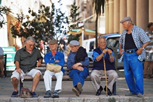 Senior Citizen Prints: Elderly men, Ile Rousse, Corsica, France, Europe