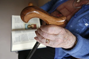 Images Dated 7th February 2007: Elderly person reading the Bible, Chedde, Haute Savoie, France, Europe
