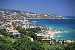 Elevated beach front and town view