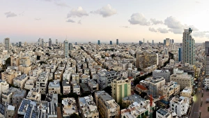 Tel Aviv Prints: Elevated city view towards the commercial and business centre