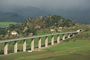 Motorways Prints: Elevated motorway, Nicosia, Sicily, Italy, Europe