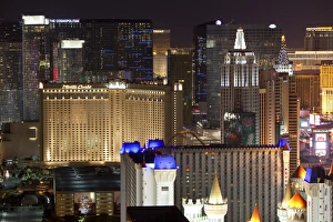 Sprawling Prints: Elevated view of casinos on The Strip at night