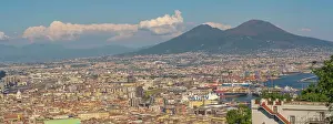 Castel Santelmo Prints: Elevated view from Castel Sant'Elmo of Naples and Mount Vesuvius in the background