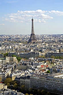 Standing Out Prints: Elevated view over the city with the Eiffel Tower in the distance, Paris, France, Europe