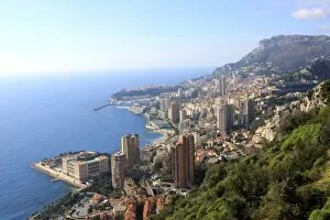 Elevated view over the city, Monte Carlo, Monaco, Cote d Azur, Mediterranean, Europe