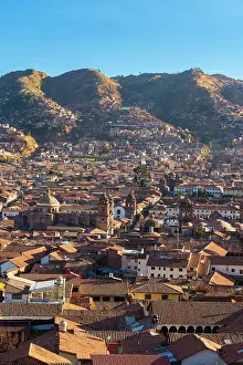 Urban Planning Prints: Elevated view of Cusco (Cuzco) Cathedral and Church of the Society of Jesus