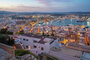 Eivissa Prints: Elevated view of Dalt Vila district at dusk