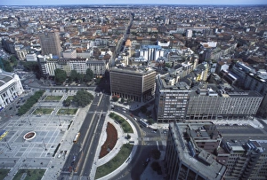Elevated view over Duca D Aosta Square, Milan, Lombardy, Italy, Europe