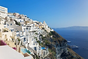 Fira Prints: Elevated view of Fira, Santorini (Thira), Cyclades Islands, Aegean Sea
