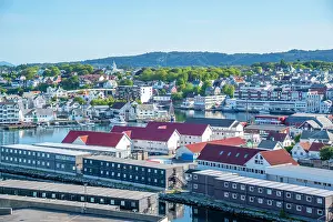 Commercial Prints: Elevated view of Haugesund skyline on a sunny day