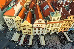 Chairs Prints: Elevated view of houses by Old Town City Hall at Old Town Square