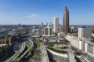 Freeways Prints: Elevated view over Interstate 85 passing the Midtown Atlanta skyline