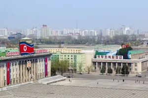 North Korean Prints: Elevated view over Kim Il Sung Square