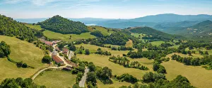 Emilia Romagna Prints: Elevated view of landscape near Borello, Emilia Romagna, Italy, Europe