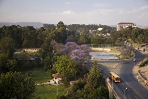 Hilton Hotel Prints: Elevated view looking towards the Hilton Hotel, Addis Ababa, Ethiopia, Africa