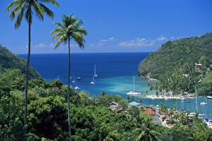 Holidaying Prints: Elevated view over Marigot Bay, island of St