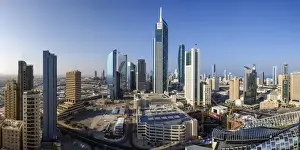 Persian Gulf Prints: Elevated view of the modern city skyline and central business district