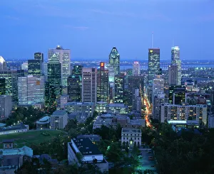 Quebec Prints: Elevated view of the Montreal city skyline, Montreal, Quebec, Canada, North America