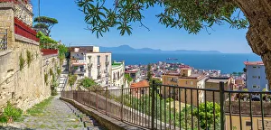 Wrought Iron Prints: Elevated view of Naples and Amalfi Coast in background, Naples, Campania, Italy, Europe