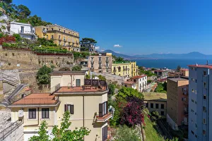 Cityscape View Prints: Elevated view of Naples and Mount Vesuvius in the background
