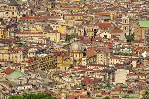 Urban Planning Prints: Elevated view of Naples skyline from Castel Sant'Elmo, Naples, Campania, Italy, Europe