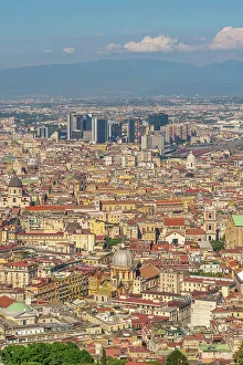 Red Roof Prints: Elevated view of Naples skyline from Castel Sant'Elmo, Naples, Campania, Italy, Europe