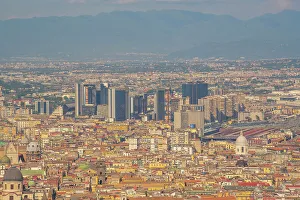 Cityscapes Prints: Elevated view of Naples skyline from Castel Sant'Elmo, Naples, Campania, Italy, Europe