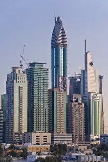 Images Dated 18th December 2007: Elevated view of the new Dubai skyline of modern architecture