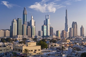 Images Dated 18th December 2007: Elevated view of the new Dubai skyline of modern architecture
