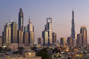 Images Dated 18th December 2007: Elevated view of the new Dubai skyline of modern architecture