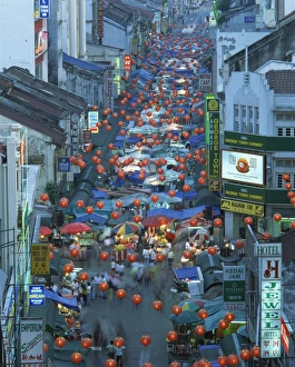 Elevated view of night market, Jalan Petaling, Chinatown, Kuala Lumpur